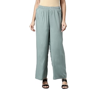 go colors soft viscose basic palazzo full length for women breathable mid rise relaxed fit