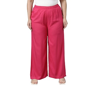 go colors soft viscose basic palazzo full length for women breathable mid rise relaxed fit