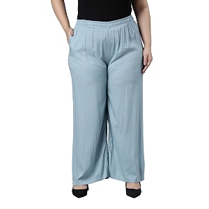 go colors soft viscose basic palazzo full length for women breathable mid rise relaxed fit