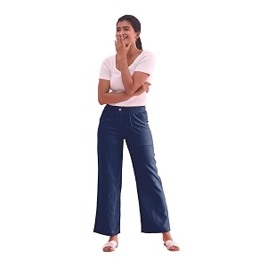 GO COLORS Solid Linen Cargo Pants for