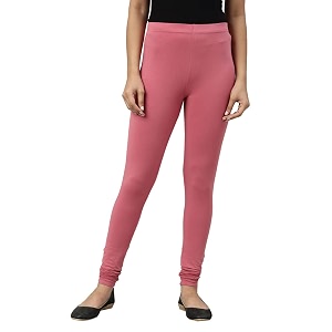 go colors soft cotton stretch churidar for women  breathable mid rise full length rusty pink