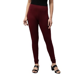 go colors soft cotton stretch churidar for women  breathable mid rise full length bright maroon