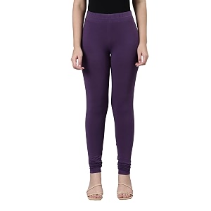 go colors soft cotton stretch churidar for women  breathable mid rise full length black currant