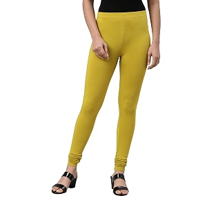 go colors soft cotton stretch churidar for women  breathable mid rise full length parrot green