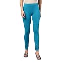 GO COLORS Women's Regular Leggings (8905344037670_Peacock Blue_L)