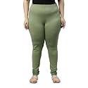 GO COLORS Womens Slim Fit Cotton Churidar Leggings (Dusty Green_2XL)