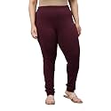 GO COLORS Soft Cotton Stretch Churidar for Women | Breathable, Mid Rise, Full Length, Dark Purple