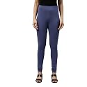 GO COLORS Soft Cotton Stretch Churidar for Women | Breathable, Mid Rise, Full Length, Jeans Blue