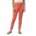 GO COLORS Women Light Coral Solid Churidar Leggings - S