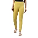 GO COLORS Soft Cotton Stretch Churidar for Women | Breathable, Mid Rise, Full Length, Light Lime