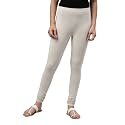 GO COLORS Soft Cotton Stretch Churidar for Women | Breathable, Mid Rise, Full Length, Grey Mist