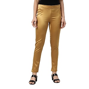 go colors women mid rise polyester shiny pant