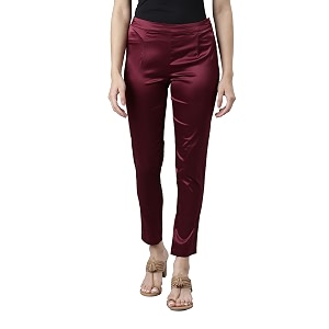 go colors women mid rise polyester shiny pant