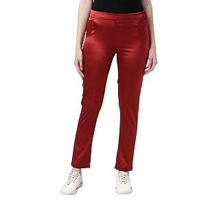 go colors women mid rise polyester shiny pant
