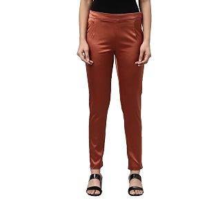 go colors women mid rise polyester shiny pant