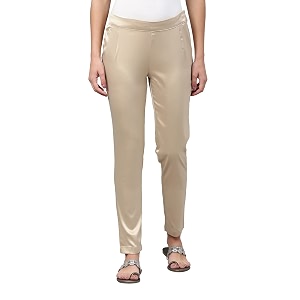 go colors women mid rise polyester shiny pant