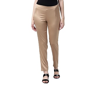 go colors women mid rise polyester shiny pant