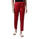 GO COLORS Women Mid Rise Polyester Shiny Pant