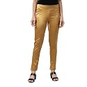 GO COLORS Women Mid Rise Polyester Shiny Pant