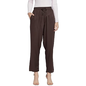 go colors women solid mid rise relaxed fit viscose casual pants