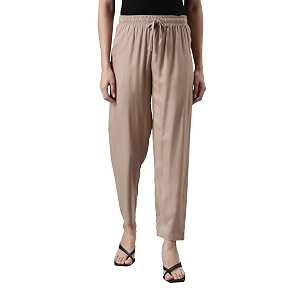 go colors women solid mid rise relaxed fit viscose casual pants