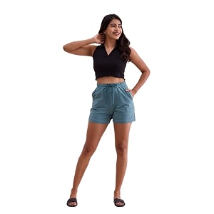 go colors women solid mid rise relaxed fit casual shorts