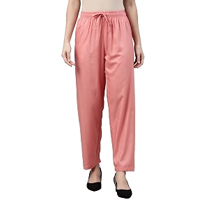 go colors women solid mid rise relaxed fit viscose casual pants