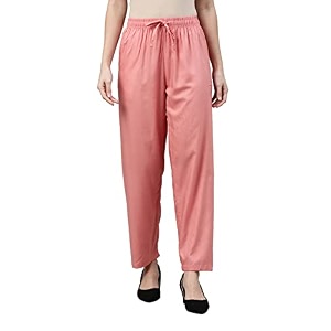 go colors women solid mid rise relaxed fit viscose casual pants