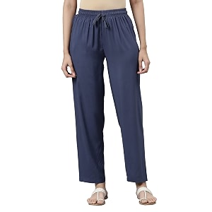 go colors women solid mid rise relaxed fit viscose casual pants