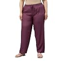 GO COLORS Women Solid Mid Rise Relaxed Fit Viscose Casual Pants