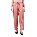 GO COLORS Women Solid Mid Rise Relaxed Fit Viscose Casual Pants