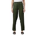GO COLORS Women Solid Mid Rise Relaxed Fit Viscose Casual Pants