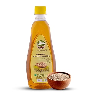 go earth organic cold pressed white sesame oil 250ml  pure natural amp unrefined  til ka tel for cooking massage hair amp skin care