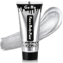 Go Ho Metallic Silver Body Paint Washable(2.37oz/pc),Water Based Cream Silver Face Body Paint,Full Professional Face Paint for Halloween Costumes Festivals Cosplay SFX Makeup