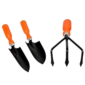 go hooked 3 pcs gardening tools kit for all your gardening needs hand cultivator hand trowel hand trowel transplanter orange amp black 3 pcs set