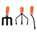 Go Hooked 3 Pcs Gardening Tools Kit for All Your Gardening Needs, Hand Cultivator, Hand Weeder, Hand Weeding Fork (Orange &amp; Black) (3 Pcs Set).