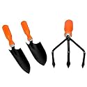 Go Hooked 3 Pcs Gardening Tools Kit for All Your Gardening Needs, Hand Cultivator, Hand Trowel, Hand Trowel Transplanter (Orange &amp; Black) (3 Pcs Set).
