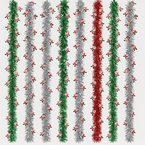 go hooked christmas tinsel garland with santa cutouts pack of 8  68 ft each reusable festive hanging decoration for christmas tree wall door balcony party home dcor and holiday celebration