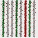 Go Hooked Christmas Tinsel Garland with Santa Cutouts Pack of 8 | 6.8 Ft Each Reusable Festive Hanging Decoration for Christmas Tree, Wall, Door, Balcony, Party, Home Dcor, and Holiday Celebration