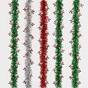 Go Hooked Christmas Tinsel Garland with Santa Cutouts Pack of 5 | 6.8 Ft Each Reusable Festive Hanging Decoration for Christmas Tree, Wall, Door, Balcony, Party, Home Dcor, and Holiday Celebration