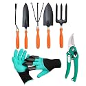 Go Hooked Garden Tools Set | Home Gardening Kit | Garden Gloves | Pruner Cutter | Cultivator | Fork | Shovel | Trowel | Weeder Gardening Kit Pack of 7 Pcs | Gardening Tools kit for Home Garden