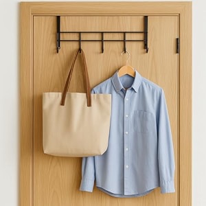 go hooked over the door hook organizer hanging organizer rack  steel door hook hanger wall hook rack 5 hooks brown