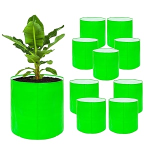 go hooked grow bags for gardening vegetables herbs amp flowers set of 10 planter bags for home balcony terrace amp outdoor farming 18 inch 250gsm heavy duty reusable gallon grow bags