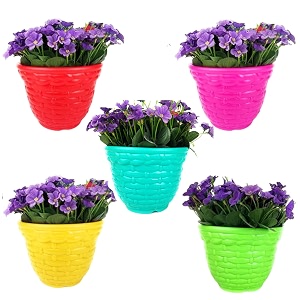 go hooked plastic planter pots set of 5  multicolor flower pots perfect for home office amp garden dcor  amaze small pot 8 inch for indoor amp outdoor plants  durable lightweight amp modern design