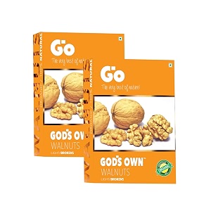 go organic light broken walnut kernels 500g 250g x 2 akhrot giri  organic without shell  healthy dry fruits for snacking amp baking