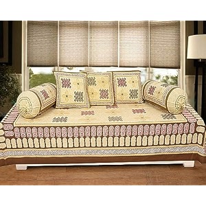 go texstylers cotton green abstract set of 6 pcs jaipuri print diwan cover set