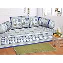 Go Texstylers Cotton Blue Abstract Pack of 6 Pcs Jaipuri Print Diwan Cover Set