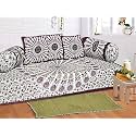 Go Texstylers Cotton Blue Abstract Pack of 6 Pcs Jaipuri Print Diwan Cover Set