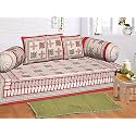 Go Texstylers Cotton Blue Abstract Pack of 6 Pcs Jaipuri Print Diwan Cover Set