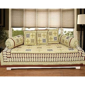 go texstylers cotton rust abstract set of 6 pcs jaipuri print diwan cover set